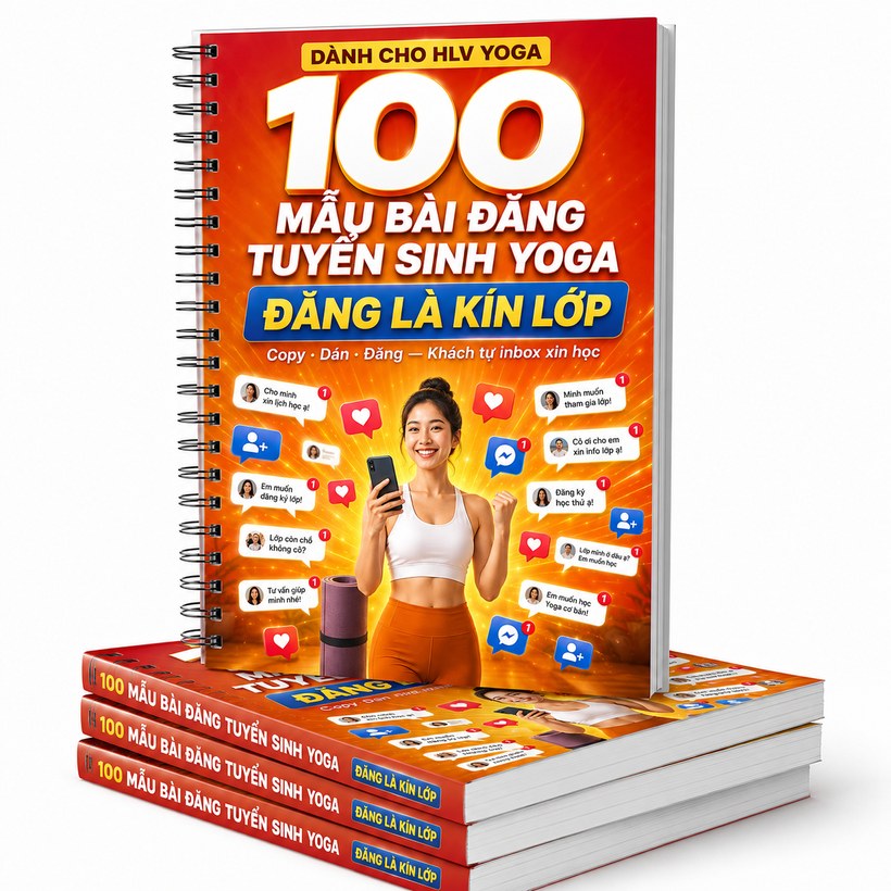 Bìa cẩm nang 100 Mẫu Bài Đăng Tuyển Sinh Yoga