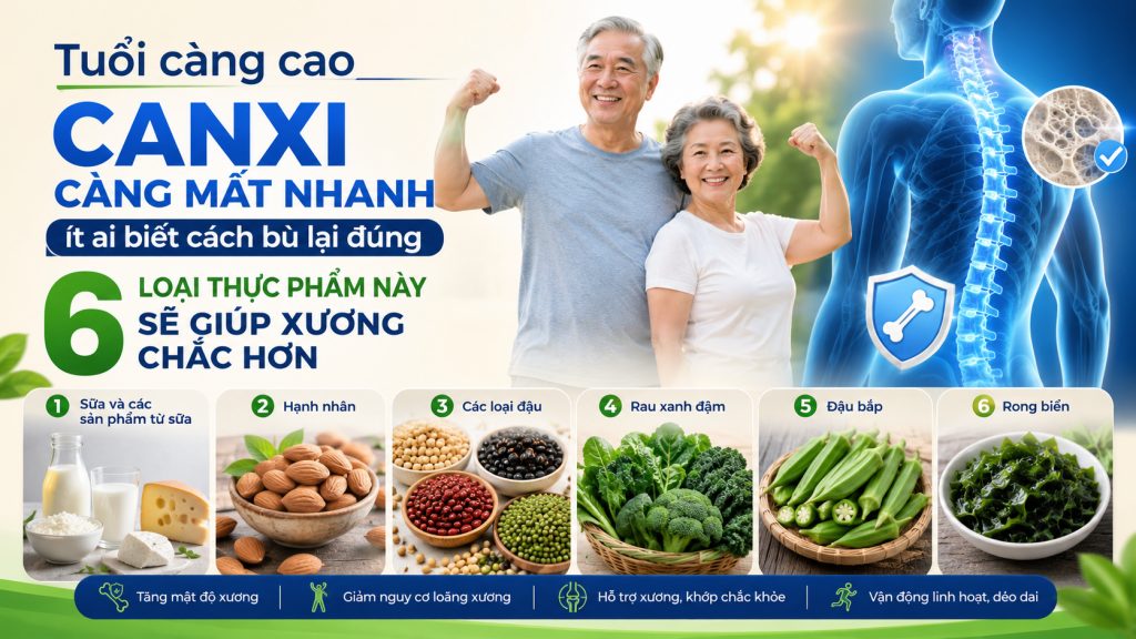 Tuổi càng cao canxi càng mất nhanh — 6 thực phẩm vàng bổ sung canxi cho người lớn tuổi T.Kim Yoga