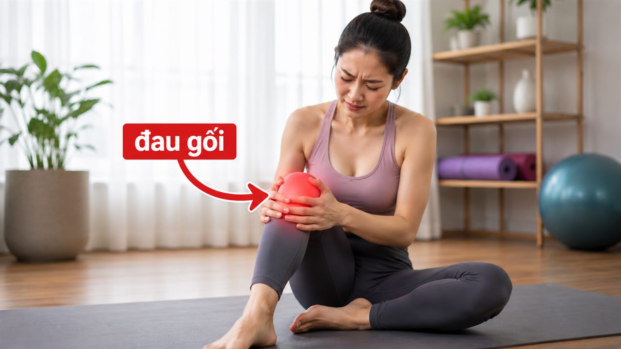 4 Dấu Hiệu Nhỏ Khi Tập Yoga Cảnh Báo Cơ Bạn Đang Bị Viêm Nhẹ 7 Người tập Yoga ôm gối đau khi ngồi trên thảm — dấu hiệu cơ khớp có thể đang bị viêm do tập sai hoặc dồn lực lệch