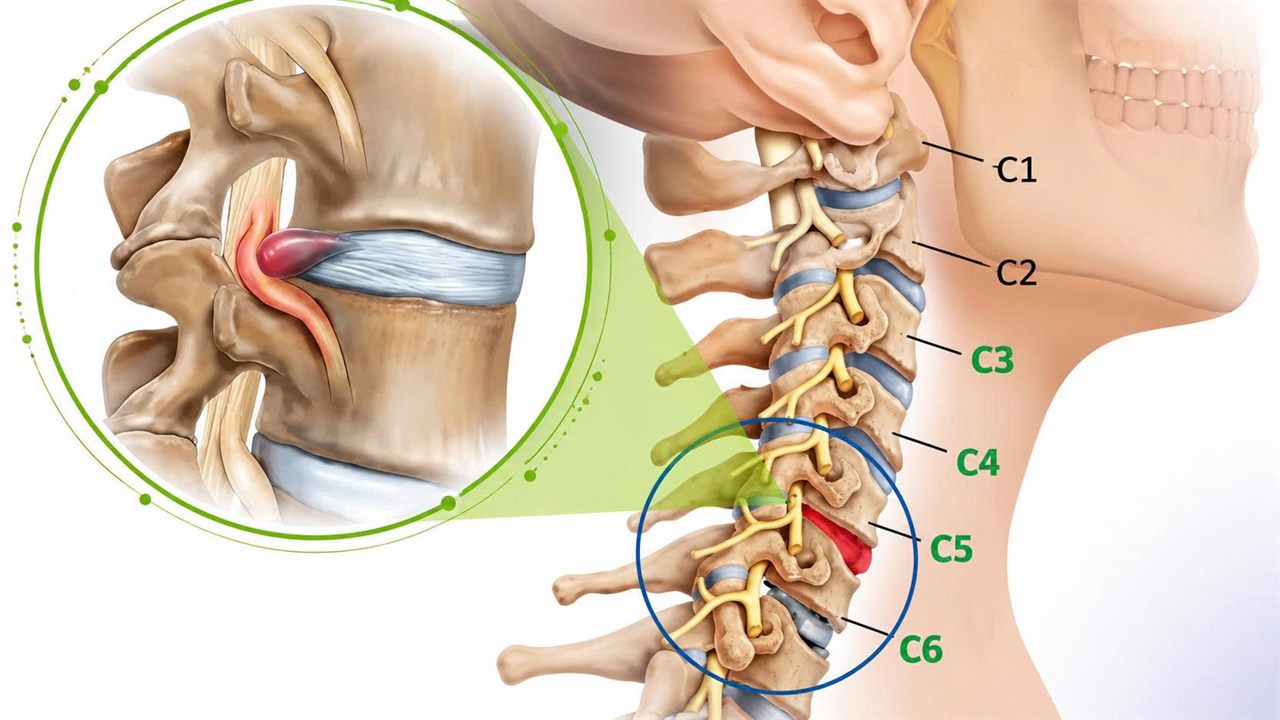 Giải phẫu cột sống cổ C1 đến C6, đĩa đệm thoái hóa chèn ép tại tầng C4-C5