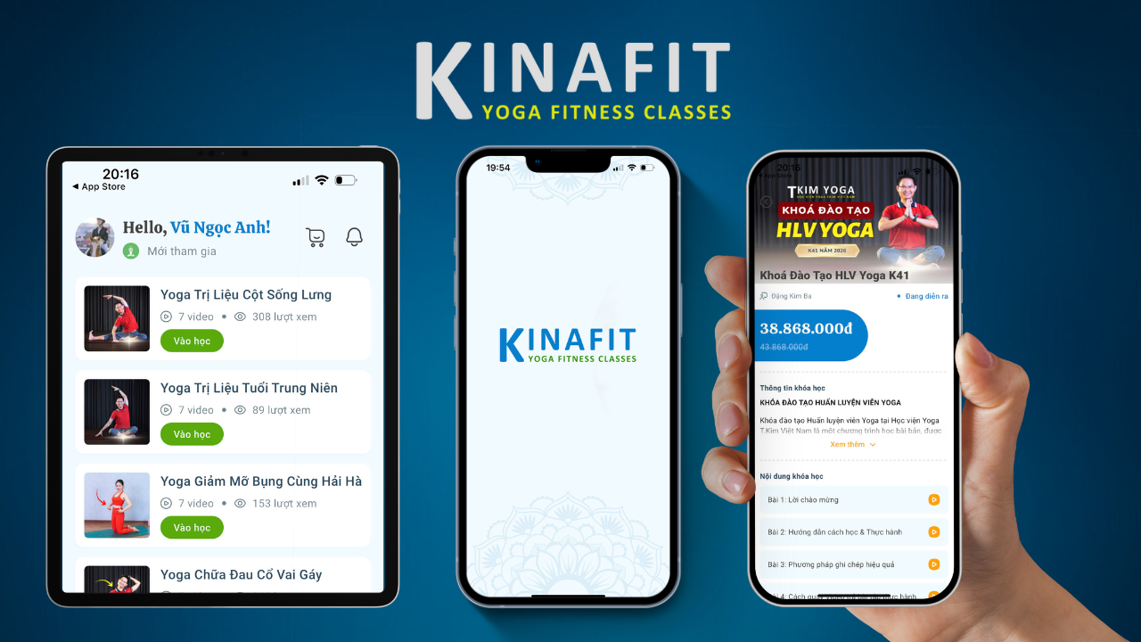 KinaFit Là Gì? Nền Tảng Yoga Của T.Kim Việt Nam 7 Giao diện app KinaFit - thư viện bài tập Yoga miễn phí và khoá học chuyên sâu của Học viện T.Kim Yoga