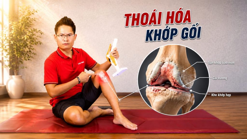 Thoái hóa khớp gối - càng ngại đi bộ càng hại khớp, minh hoạ sụn khớp bào mòn, gai xương, khe khớp hẹp