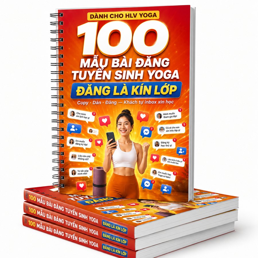 cẩm nang 100 mẫu bài đăng tuyển sinh yoga cho HLV