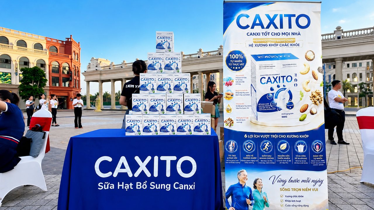 Gian hàng Caxito sữa hạt bổ sung canxi trưng bày tại Ngày Quốc tế Yoga 2026 Hải Phòng