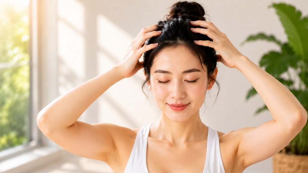 Massage da đầu theo vòng tròn giúp thư giãn, làm dịu hệ thần kinh