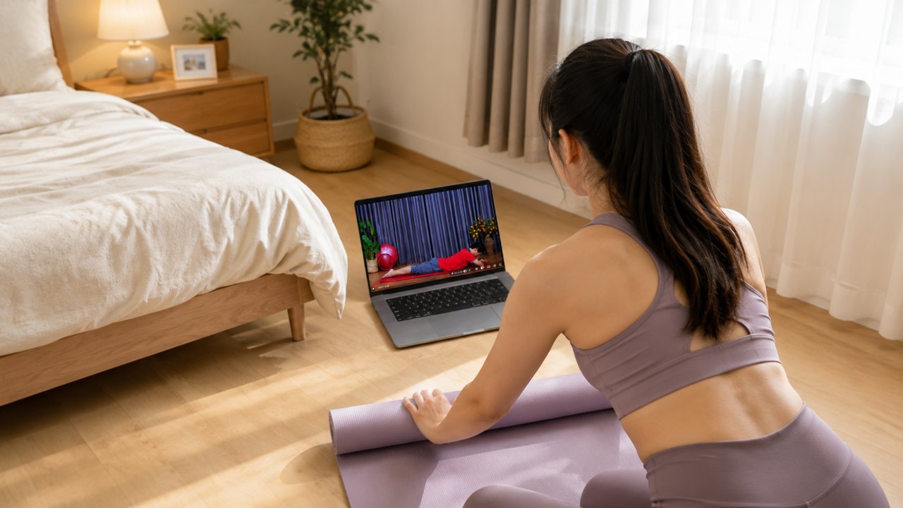 Tập Yoga theo YouTube miễn phí và học lớp online có HLV: khác nhau ở đâu? 7 Người tập yoga theo video miễn phí trên laptop tại nhà