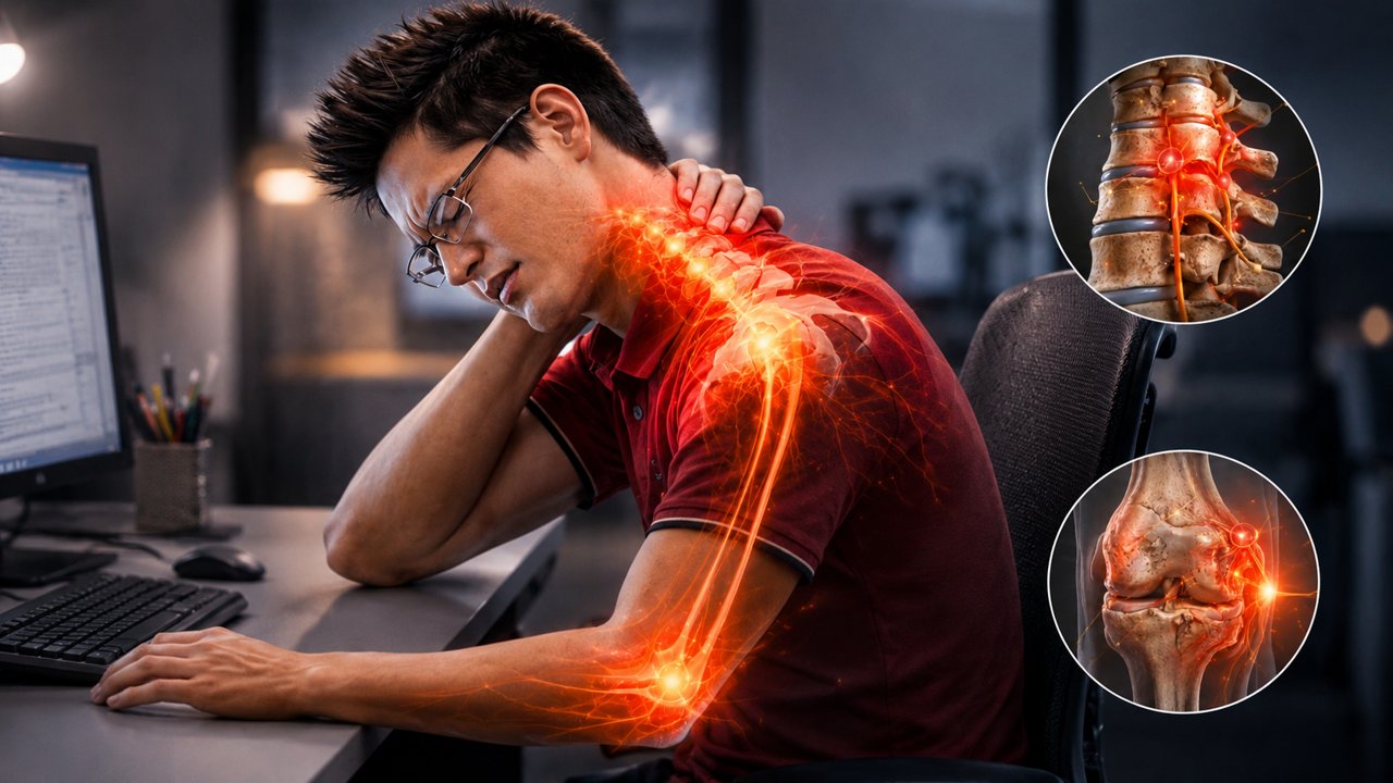 Cúi đầu lâu khi làm việc gây căng cơ, chèn ép thần kinh và mạch máu vùng cổ