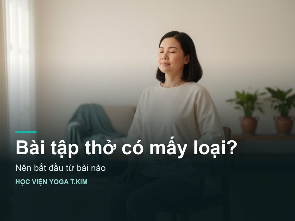 Ảnh bìa bài Bài tập thở có mấy loại — người phụ nữ ngồi trên ghế, tay đặt lên bụng
