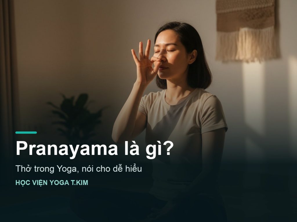 Ảnh bìa bài Pranayama là gì — người phụ nữ tập thở luân phiên hai mũi